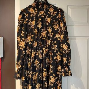 Floral Black and Gold Women's Dress